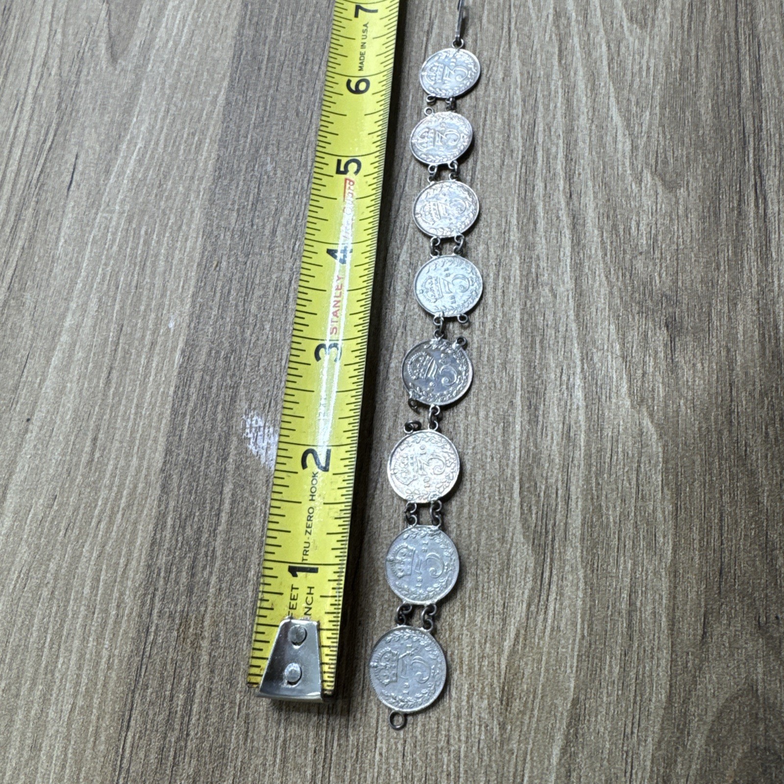 Antique British 3 Pence Sterling Silver 8 Coin Bracelet 1906 – 1921 King George