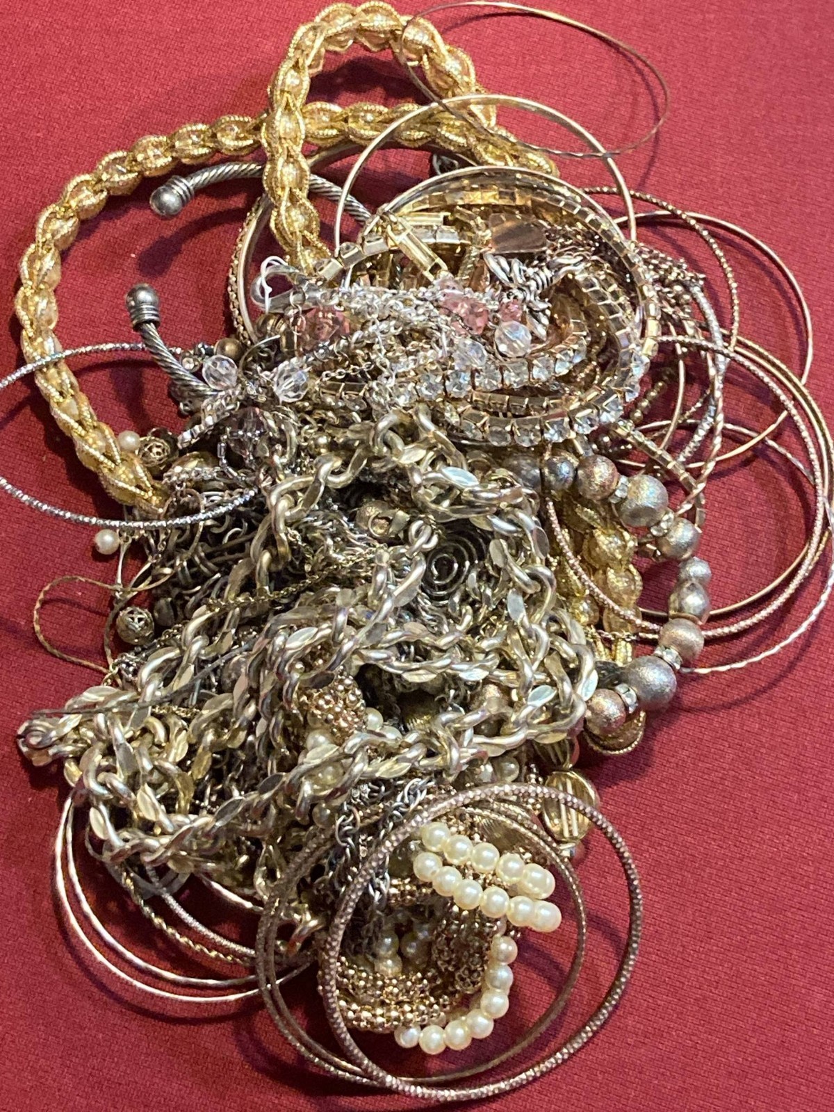 1 lb 11 oz Mixed Gold Tone & Silver Tone Jewelry Lot – Treasure Hunt! Untested