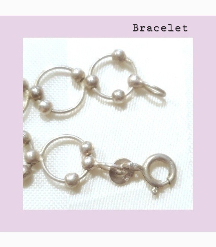 Beautiful Bali Open Circle Beaded Ball Style 925 Sterling Silver Bracelet 10″