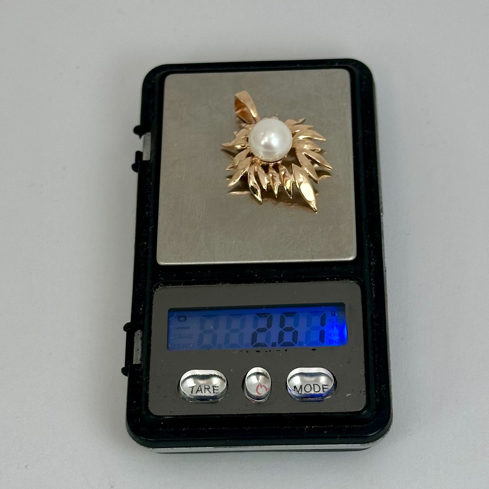 Vintage Original Soviet Rose Gold 583 14k Pendant With Cultured Pearl