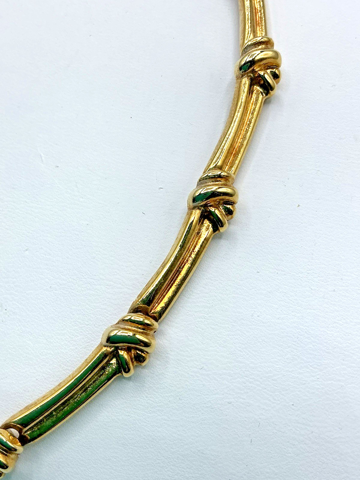 Vintage Gold Tone Love Knot Bar Link 18″ Statement Heavy Necklace Unbranded