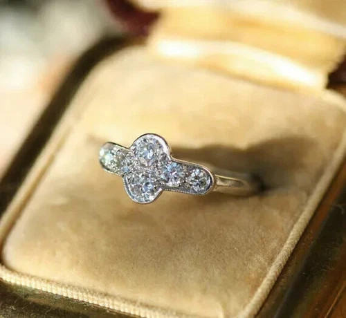 Art Deco Style Round Cut Lab Created Diamond 925 Silver Best Birthday Gift Ring