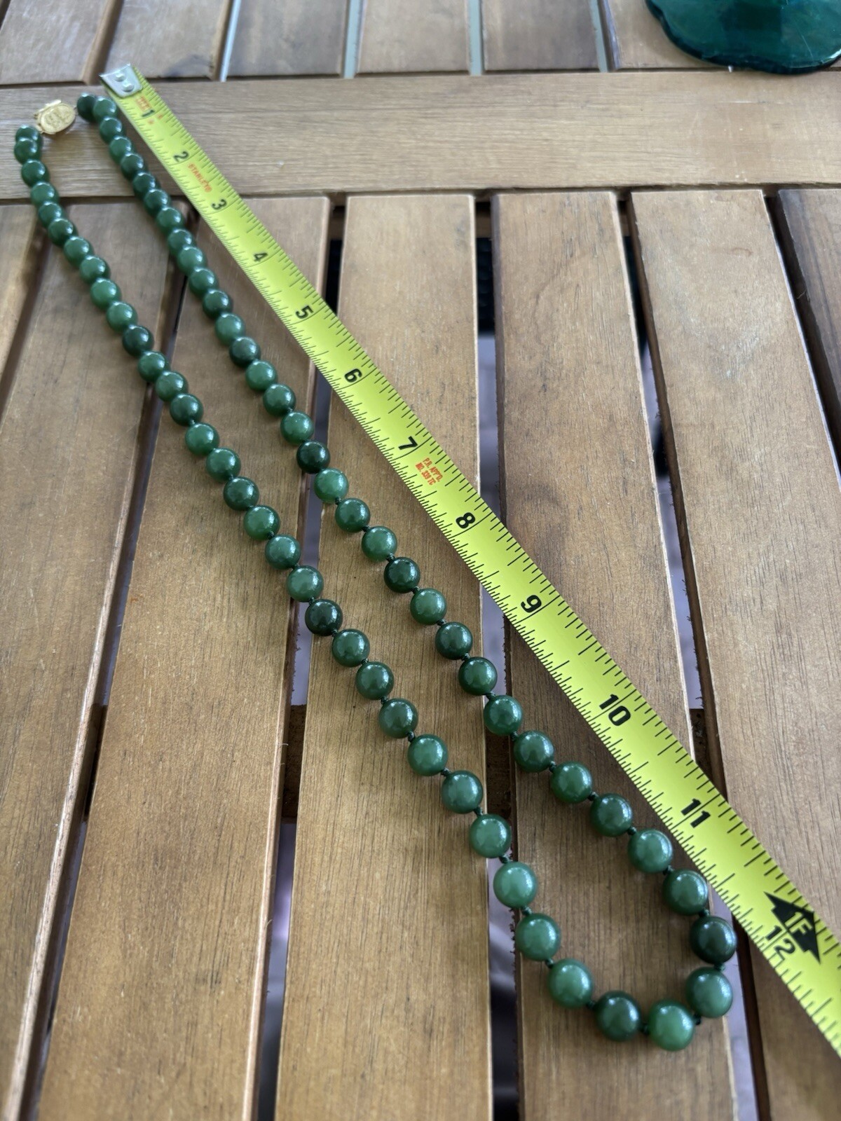 Jade Jadite 65 Bead Necklace Hand Knotted Gold Over 925 Clasp 1970 MCM Green 24”