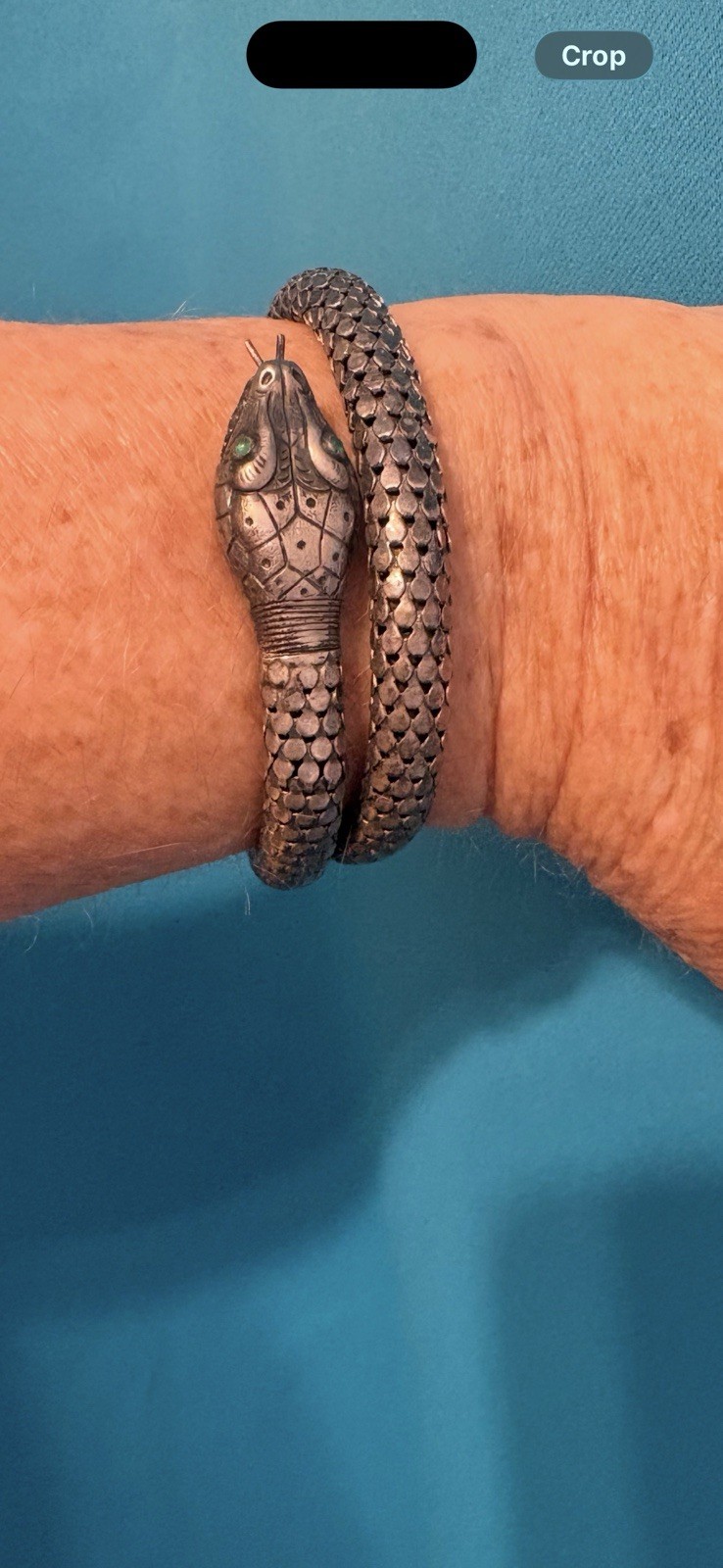 whiting & davis bracelet snake serpent sterling wrap mesh adjusts nice patina