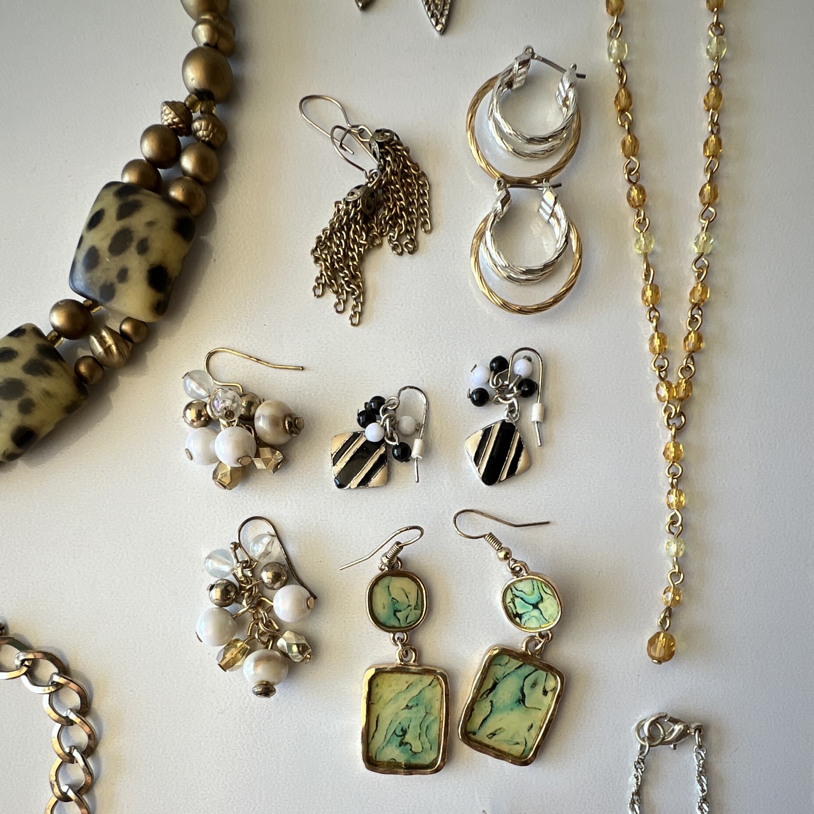 VTG and Modern 16 Piece Costume Jewelry Lot Variety Materials