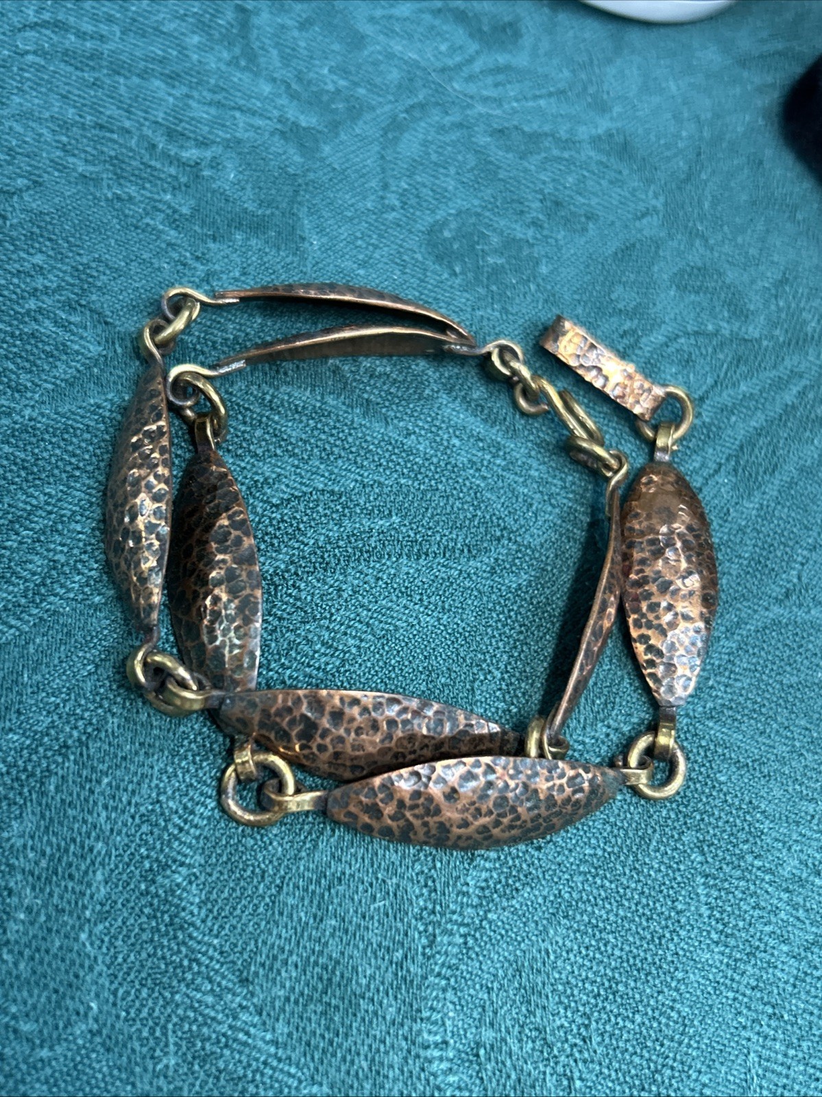 Vintage Maya Mexico Men Or Women’s Hammered Copper Bracelet 8.5”large Wrist 30 g