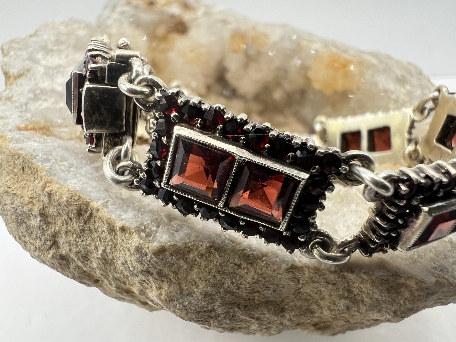 Vintage 835 Silver & Garnet Trachten Bracelet