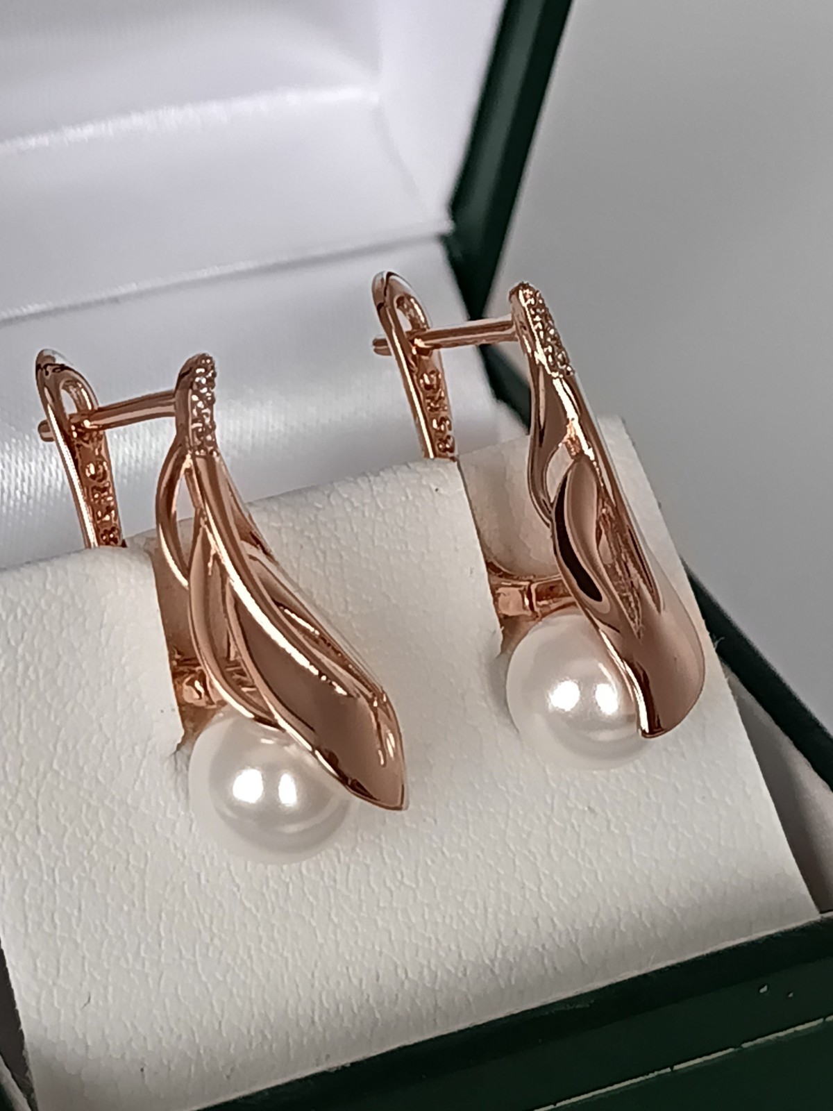 Vintage 1990-s 14 Ct Rolled Gold Pearls / Zircons Earrings – Hallmarked 585 RG