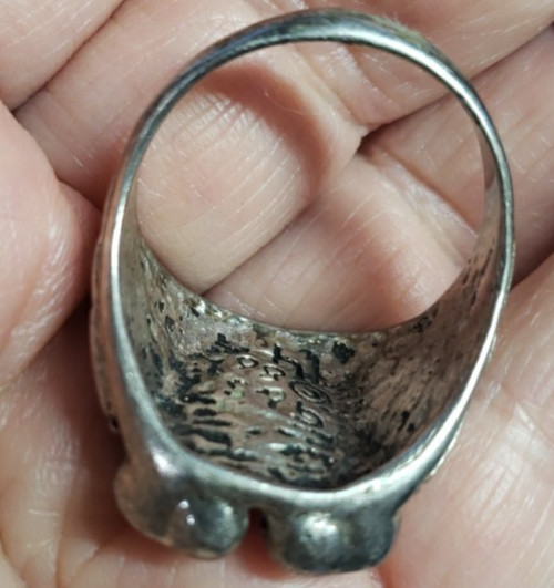 G & S Double Snake Skull Silver Toned Metal Biker Ring Vintage Jewelry No 14