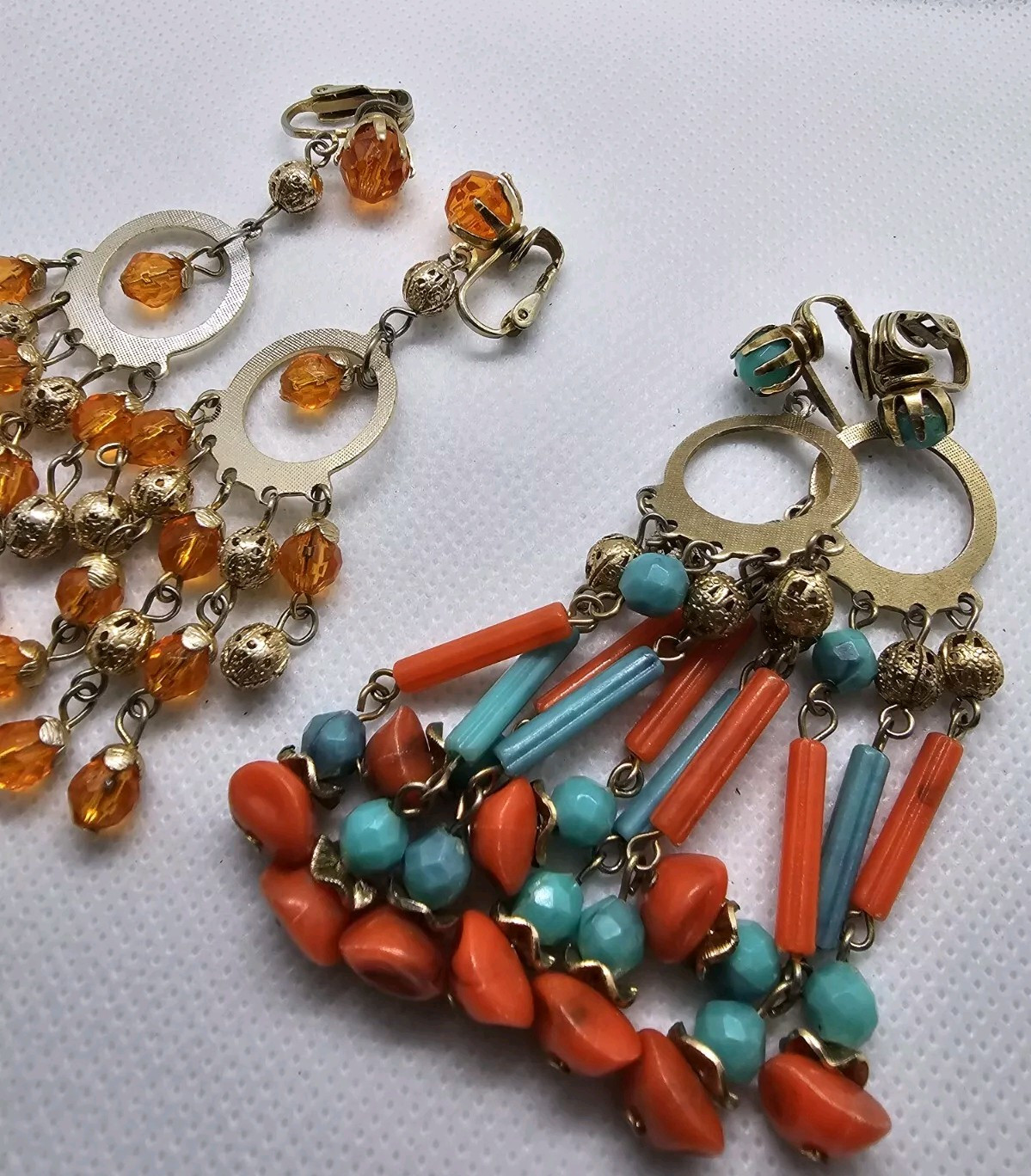 Earrings Antique Costume Marked Hong Kong & Japan 3 Pairs