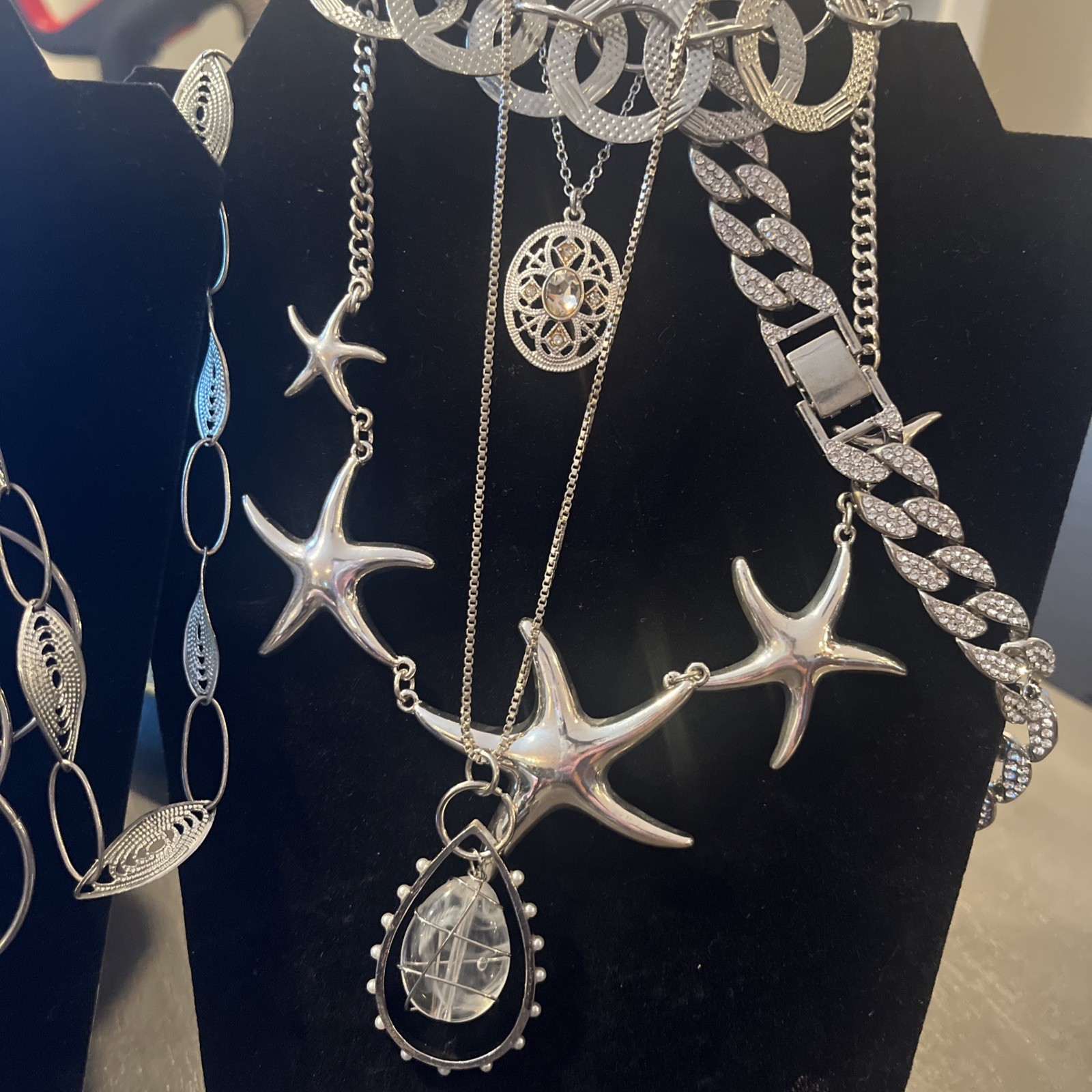 Jewelry Lot Silver Tone Necklaces Bracelets Metal Estate Finds 22pc Vtg To Now