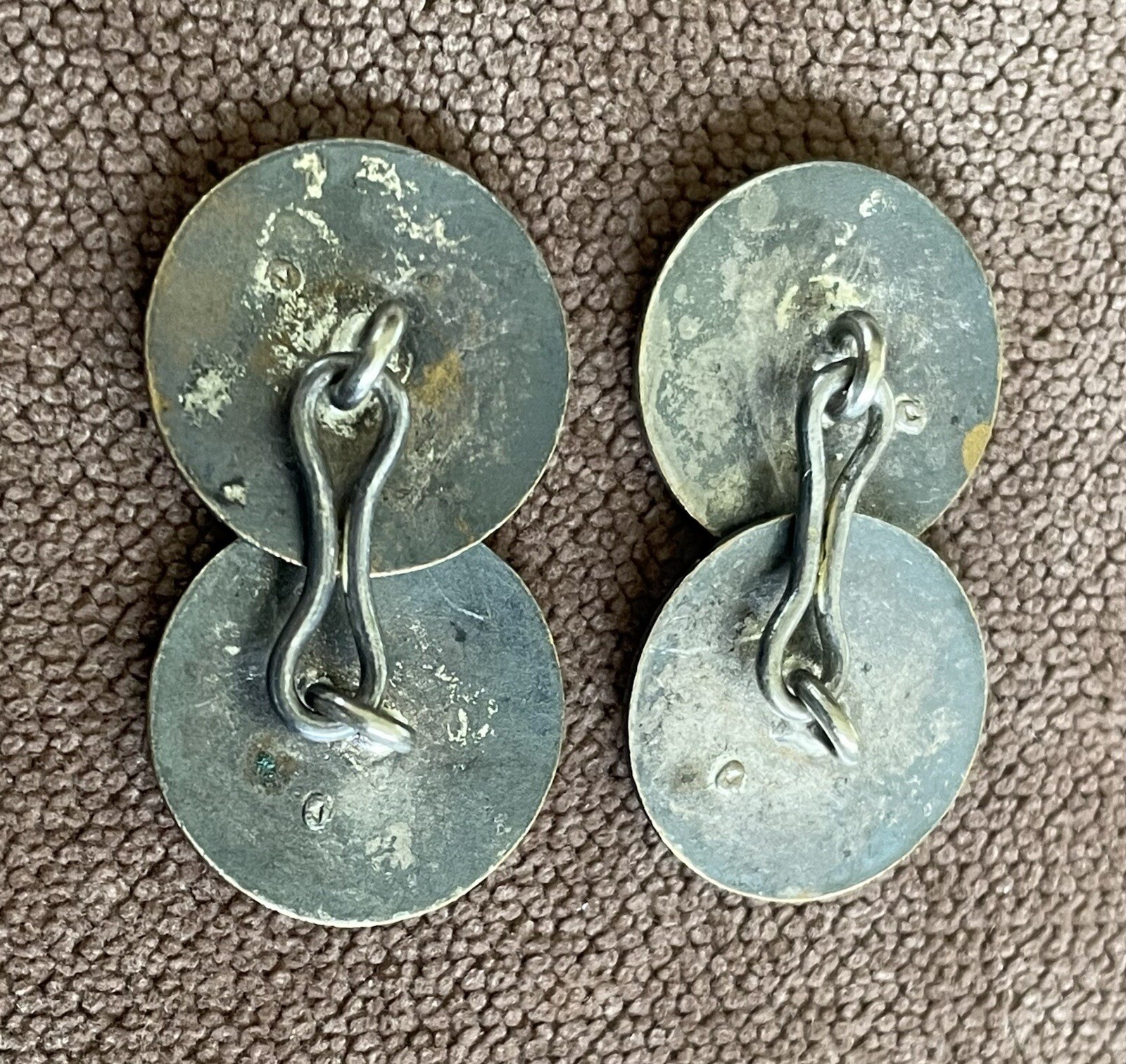 2 PAIR SILVER DETAILED OVER WHAT MAY BE MOTHER OF PEARL-SEE PHOTOS