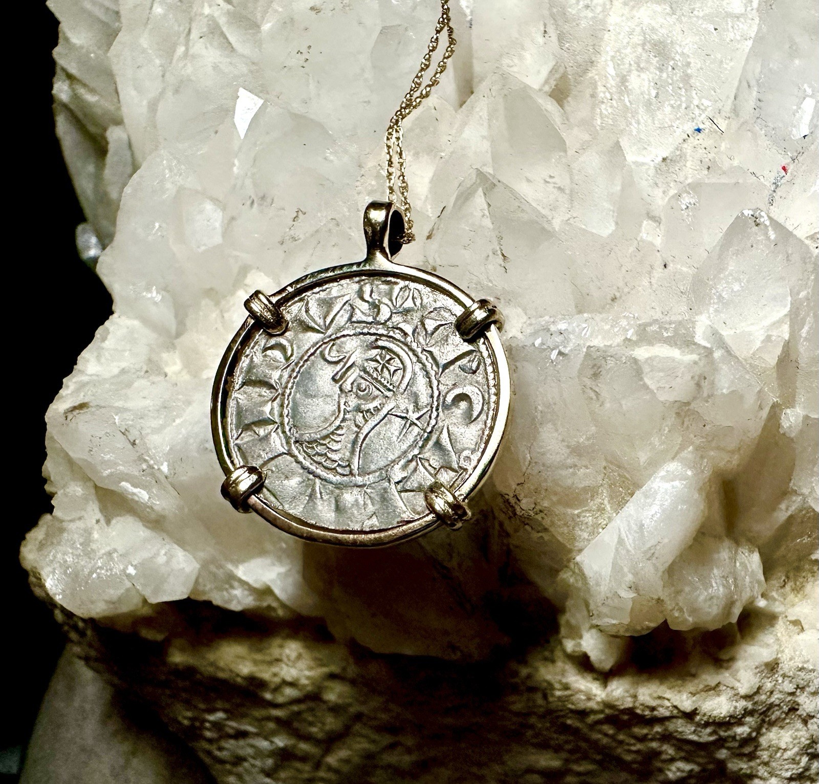 Genuine 12th Century Templar Crusader Coin In Solid 14k Handmade Gold