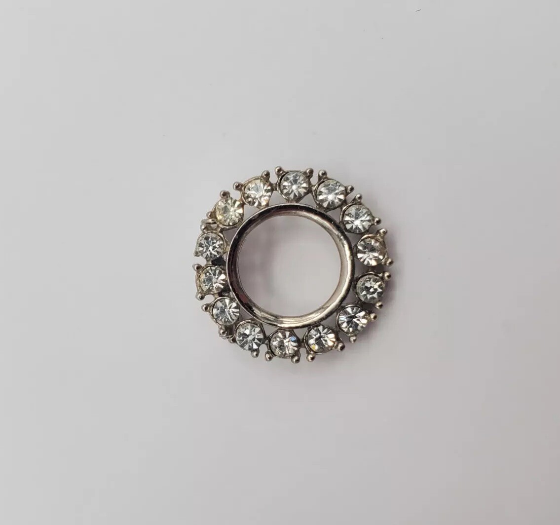 Vintage Silver Rhinestone Brooch Pins Set Pair Of 2 Costume Jewelry Accessories