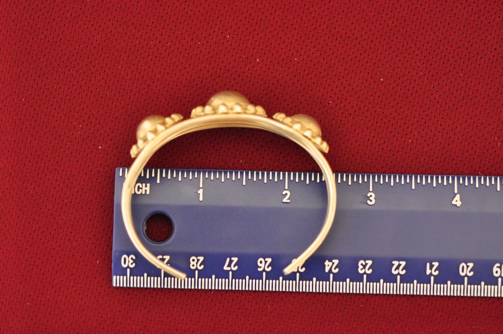 Vintage Sterling Silver Cuff Bracelet – 30g Tested 925 – Triple Dome Medi Design