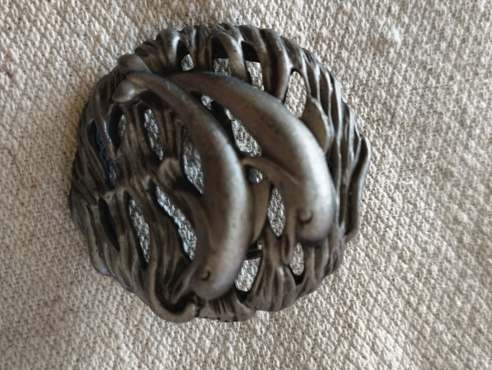 VTG Torino Pewter Dolphin BroochPin And Matching Dolphin Post Earrings Birthday