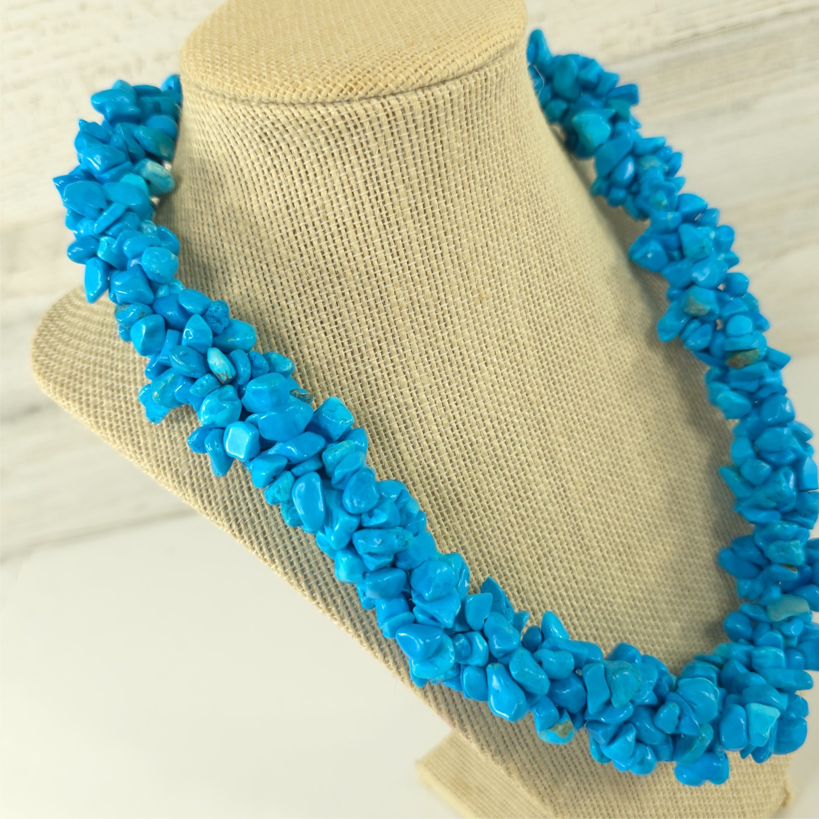 VINTAGE CAROLYN Pollack Sterling Silver .925 BLUE Turquoise Necklace 21 in *EUC*