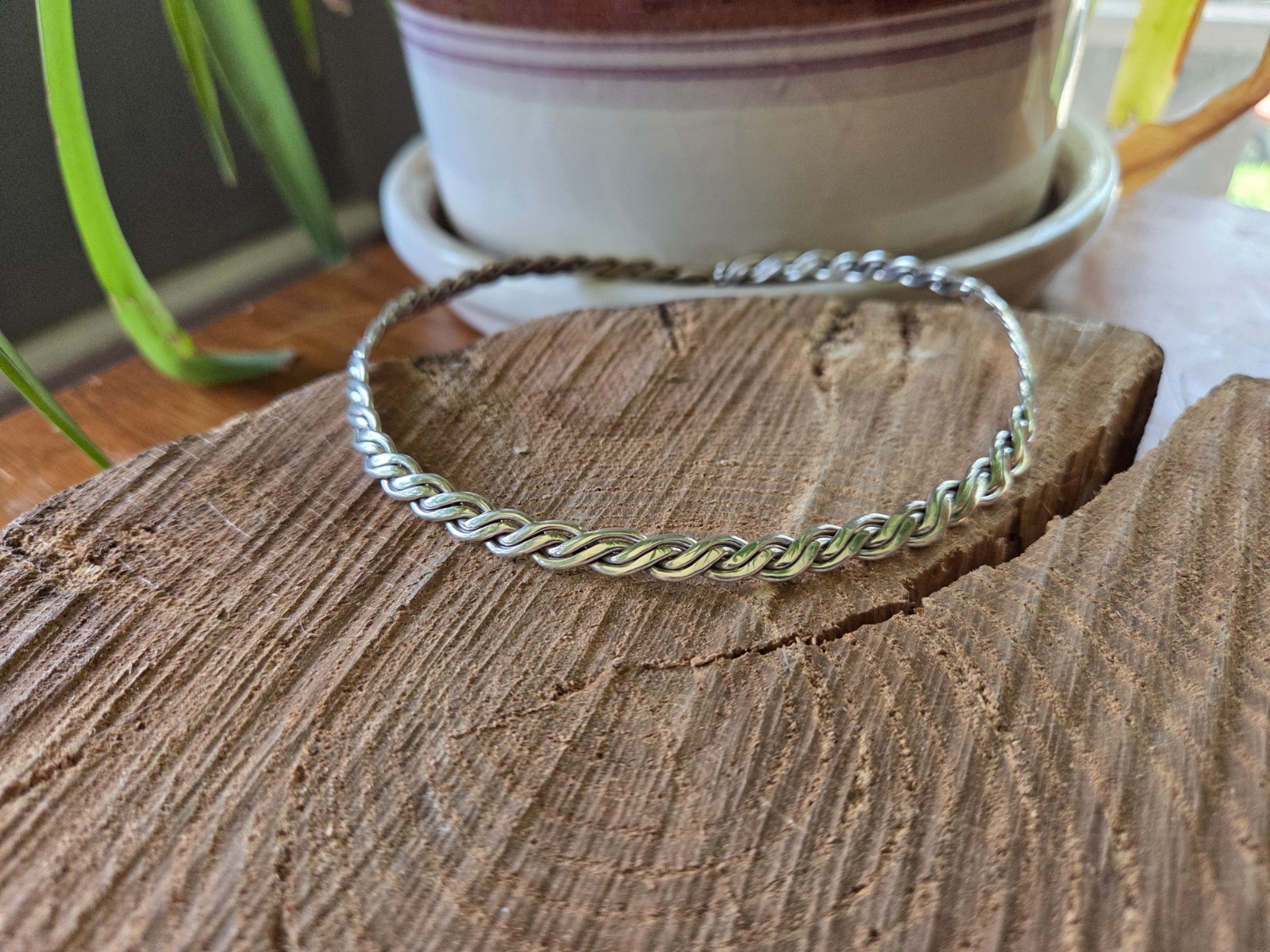 VTG Mexico 925 SS Braided Collar Cuff Necklace