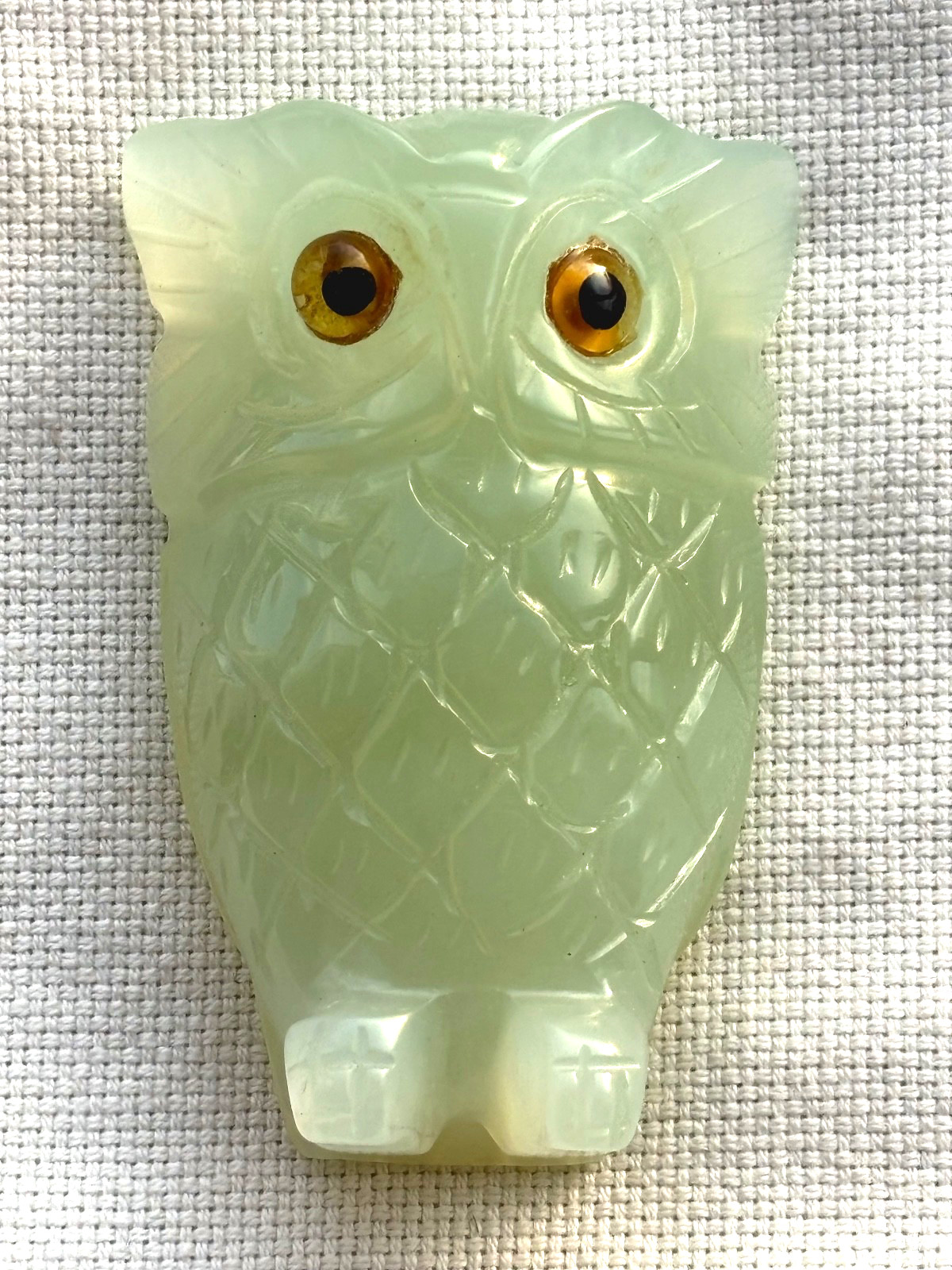 Vintage Rare Original Jade Nephrite Owl Figurine