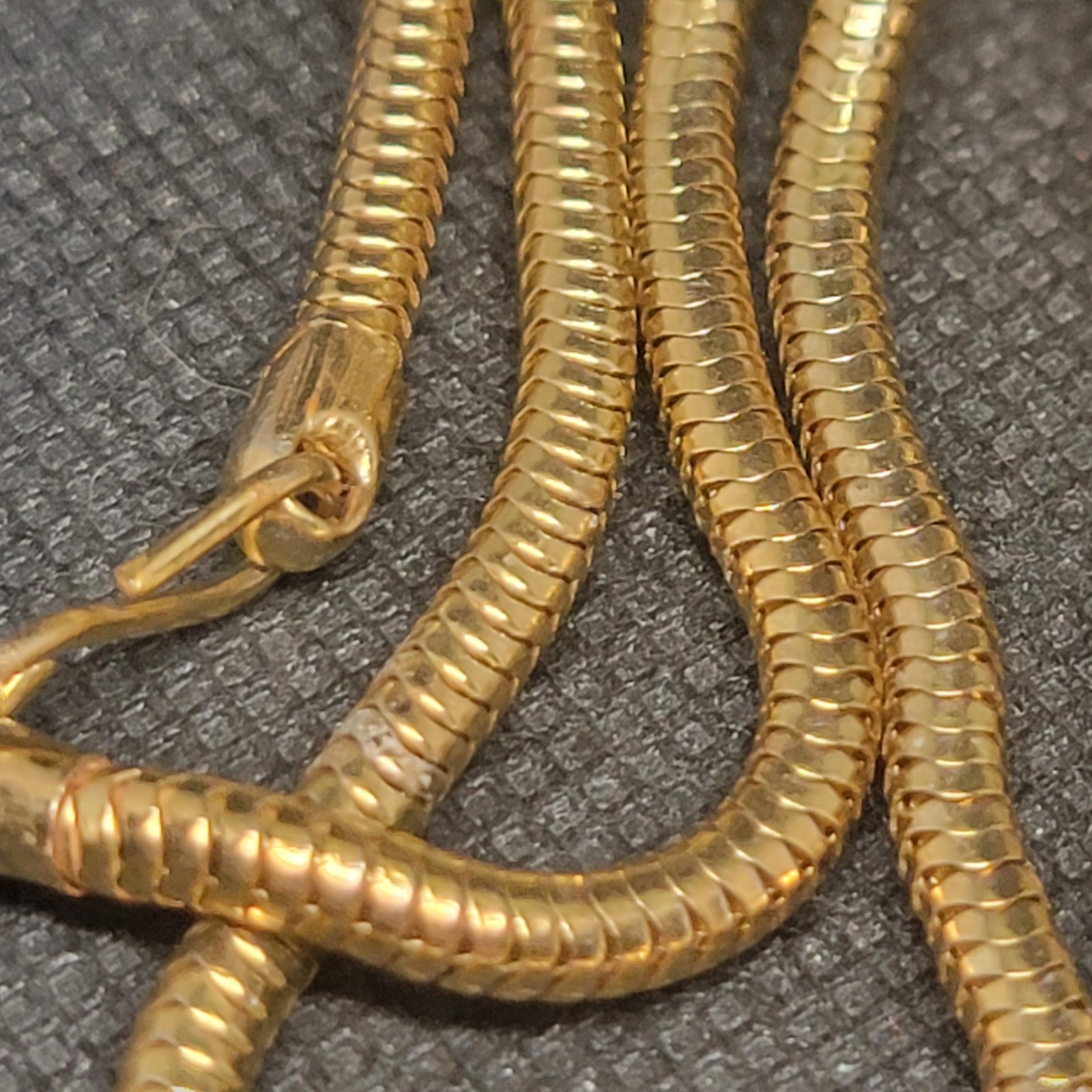 Vintage Gold Tone Snake Chain Necklace Smooth Flexible Chain