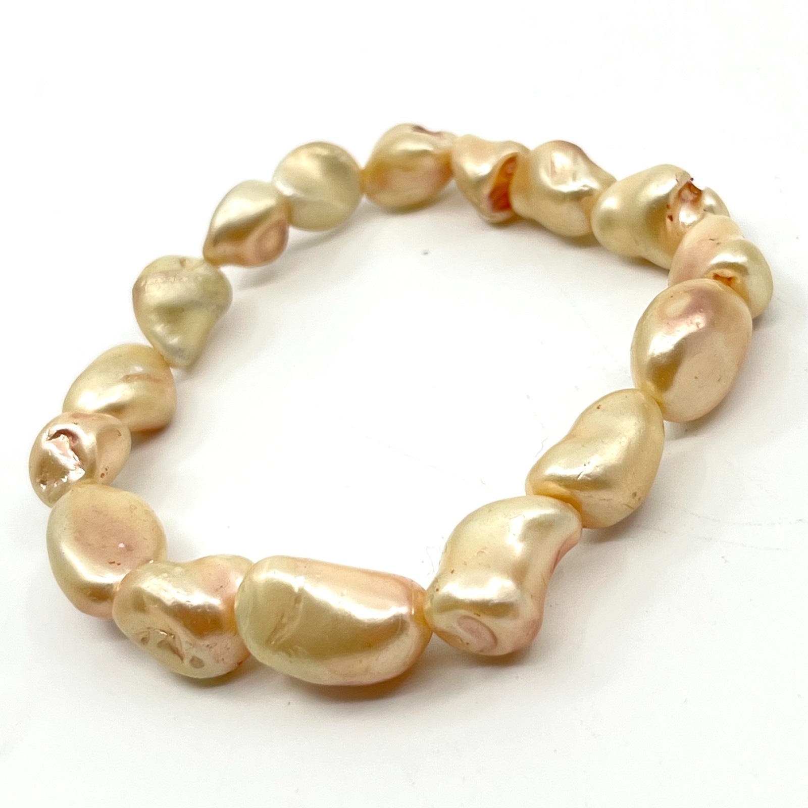 Vintage Iridescent Champagne Baroque Pearl Stretch Bracelet Classic Fashion