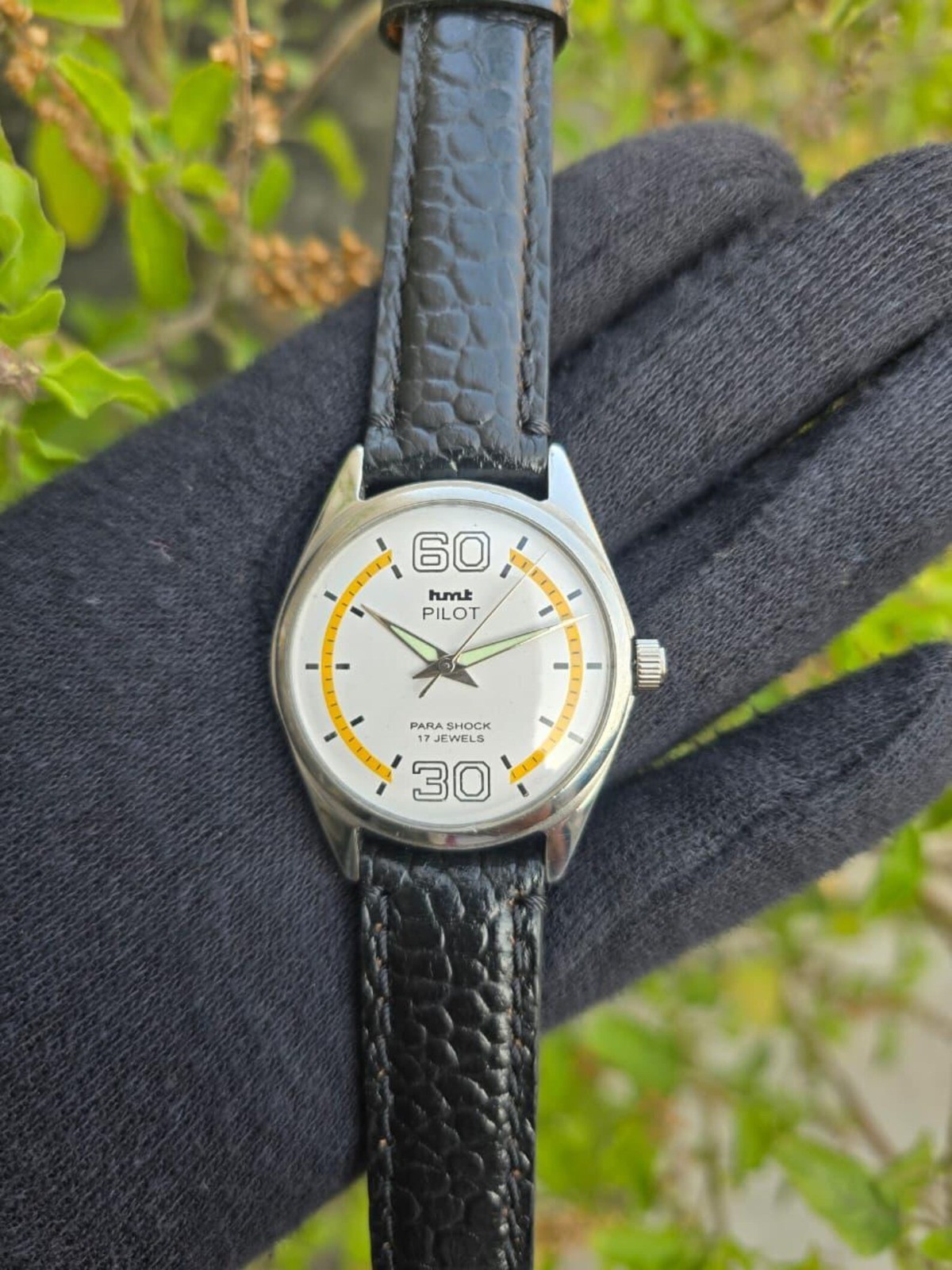Vintage Hmt Pilot Hand Winding Men Steel 17 Jewels Refurbished Wrist Watch