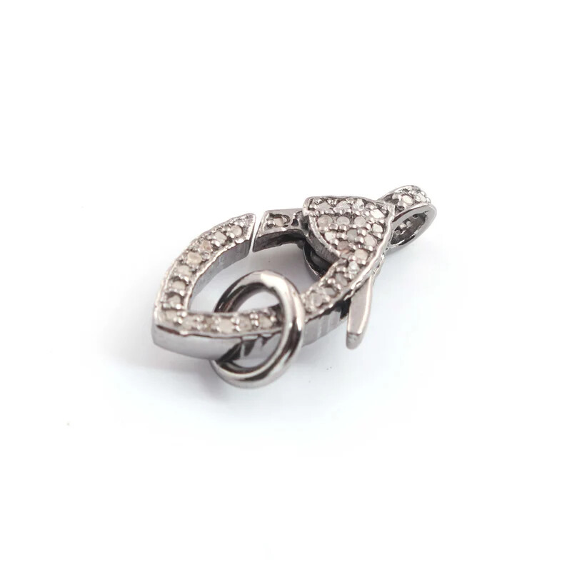 1 Pc Pave Diamond Lobster Claps, 21mmx11mm Lobster Claps, Both Side Pave Diamond