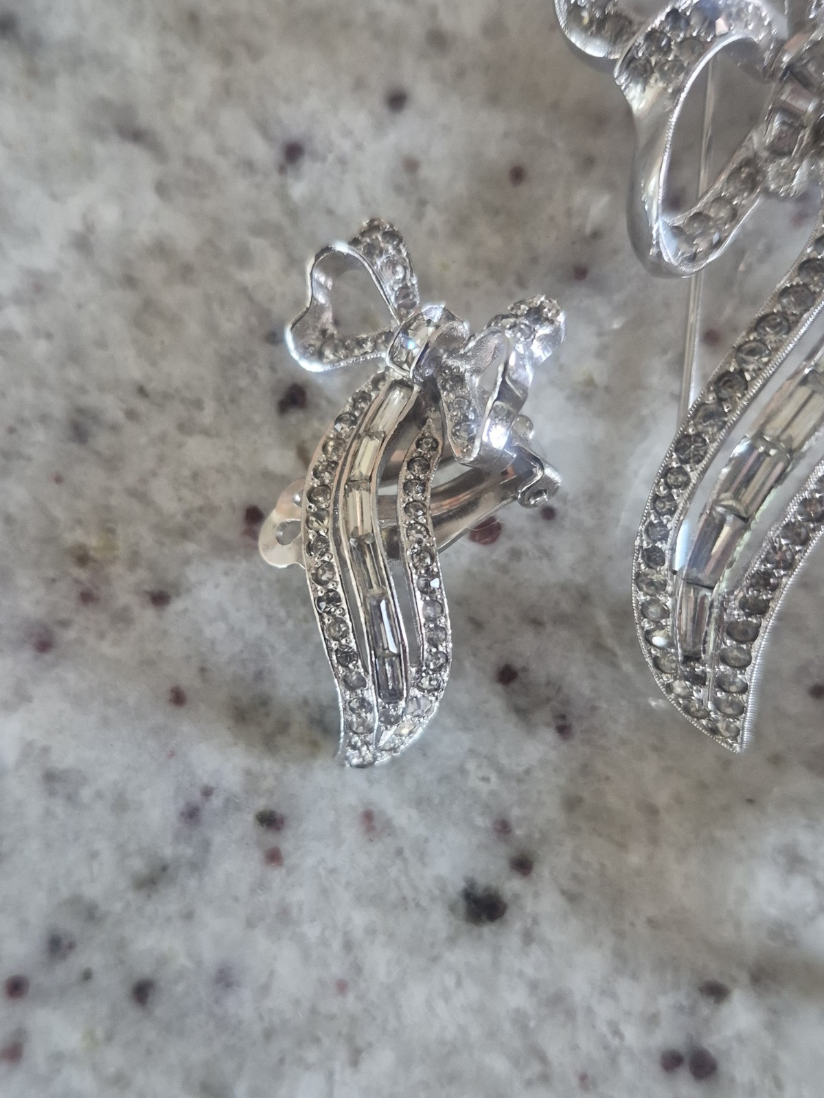 Kramer New York Vintage Signed Clear Rhinestone Brooch & Earrings Set