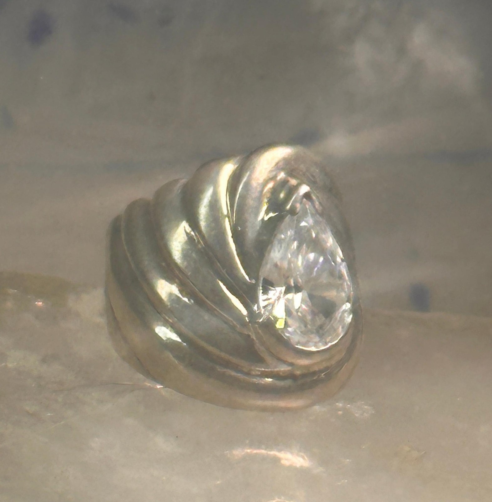 Vintage cz ring cigar band cocktail pinky size 4.75 Sterling silver women
