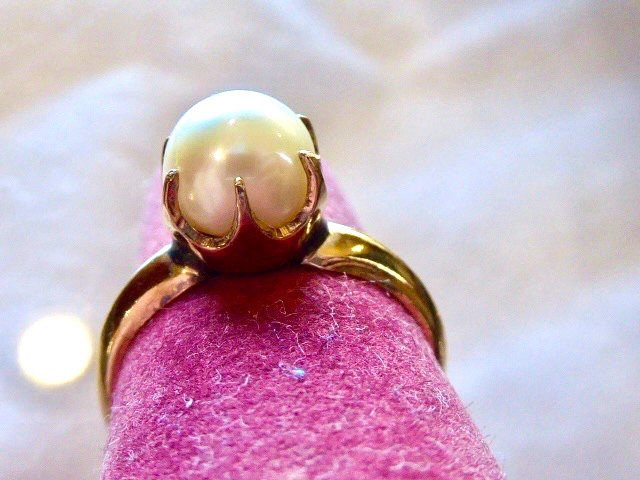 70’S NEW OLD STOCK 10K YELLOW GOLD FILLED AKOYA CULTURED PEARL RING SIZE 5