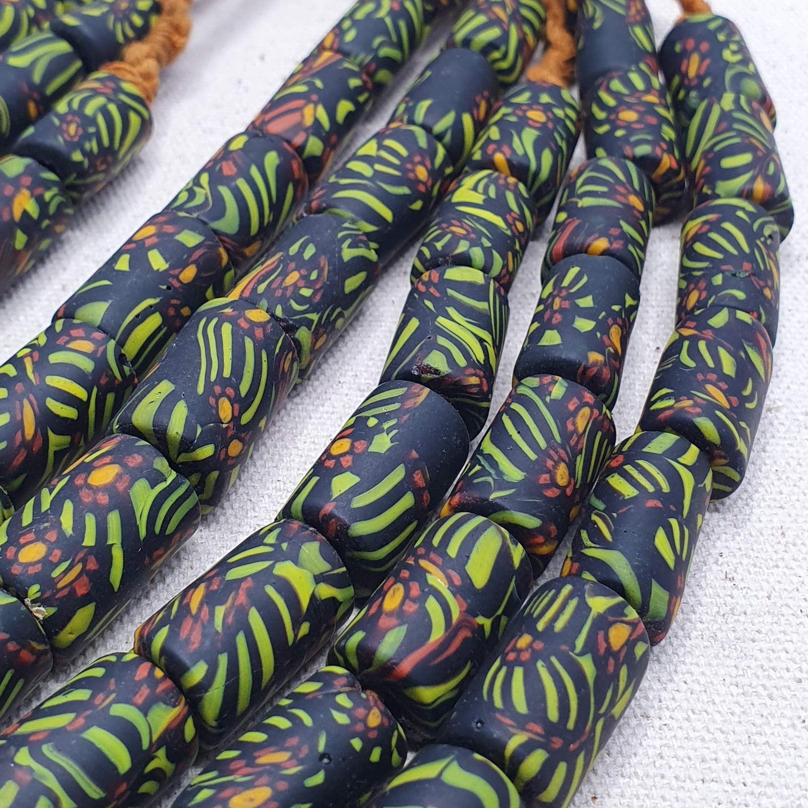 Vintage Gabri Eyes Style African Glass Beads Necklace Strand, Ethnic Tribal