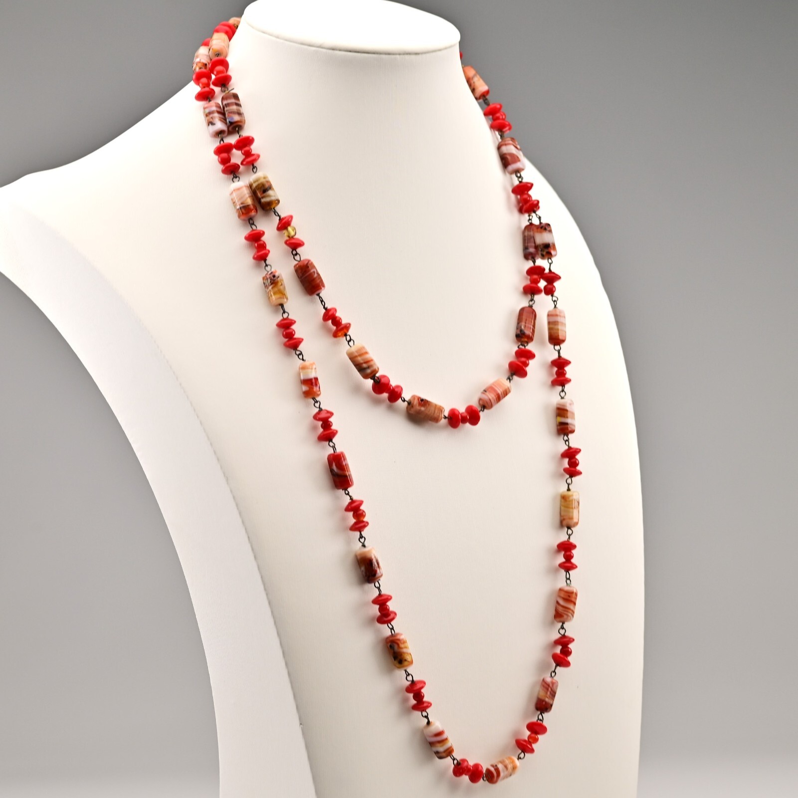 Vintage Original Italian Venetian Silver Murano Art Glass Beaded Estate Necklace