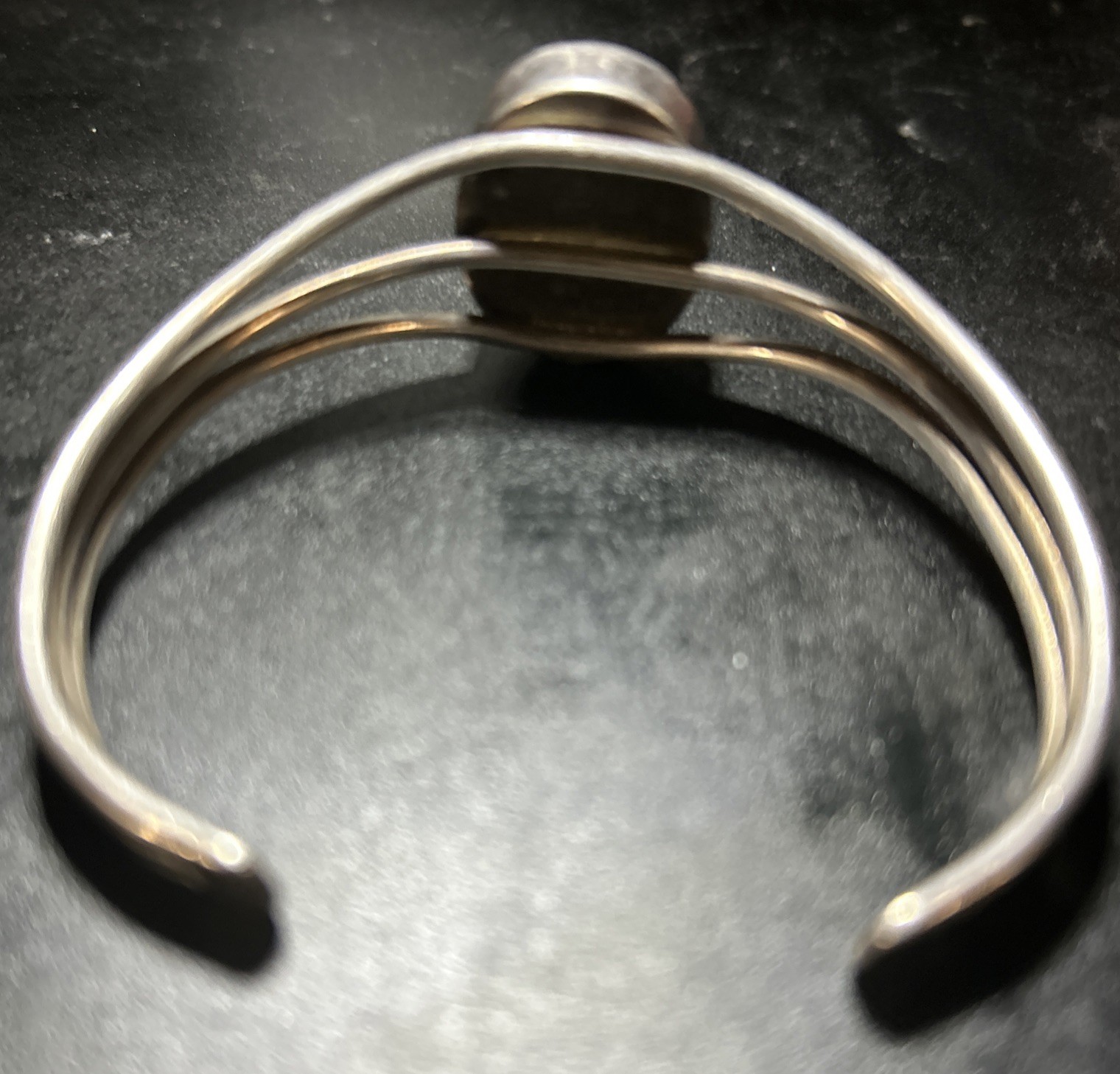 Beautiful Cabochon Tiger’s Eye Stone Set in Silver Cuff Style Bracelet
