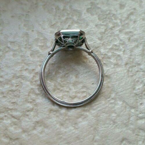 2Ct Art Deco Style Lab Created Diamond Emerald Engagement 14K White Gold FN Ring