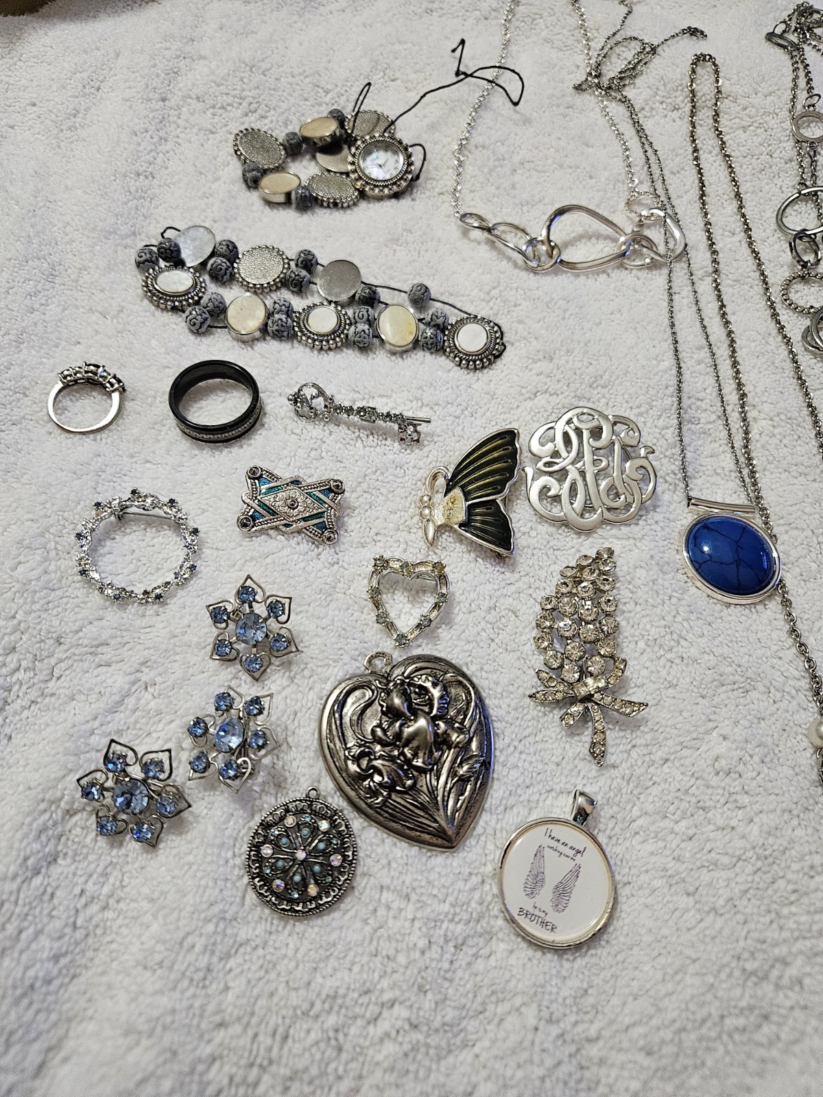 Mixed Lot. Silver Bangles and Other Vintage Jewelry Some Wearable