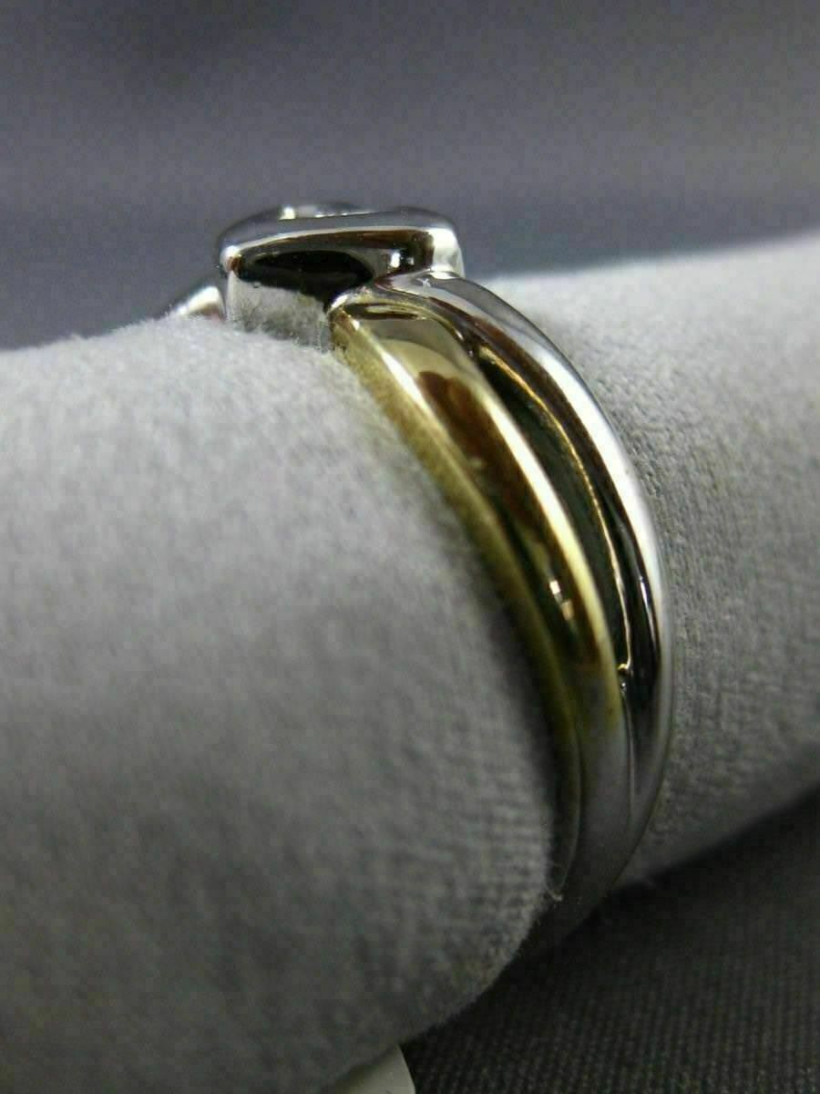 ESTATE .06CT DIAMOND 14KT WHITE & YELLOW GOLD 3D SOLITAIRE HEART FUN RING #15388