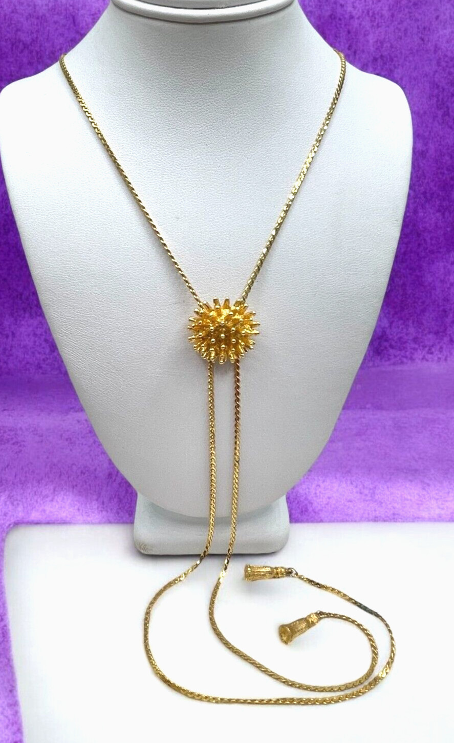 VTG Statement Gold-tone Atomic spiked ball slide-lariat chain necklace