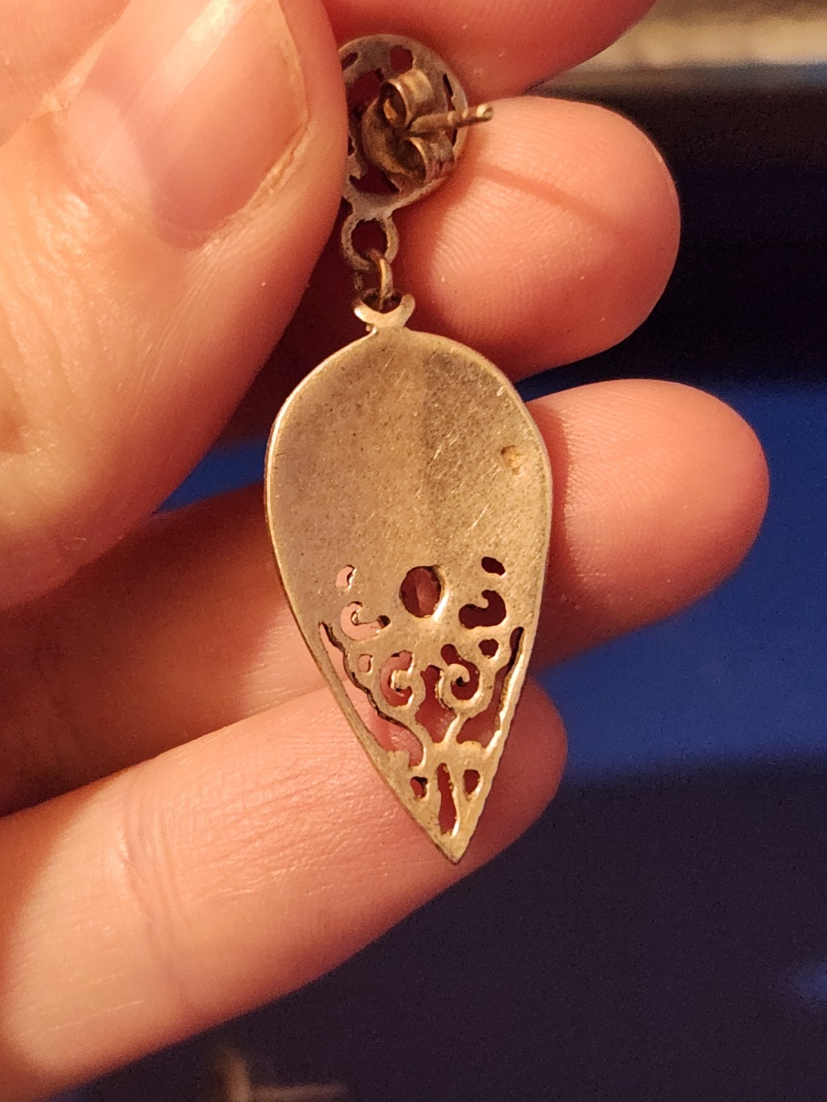 Sterling Silver White Stone Dangle Earrings