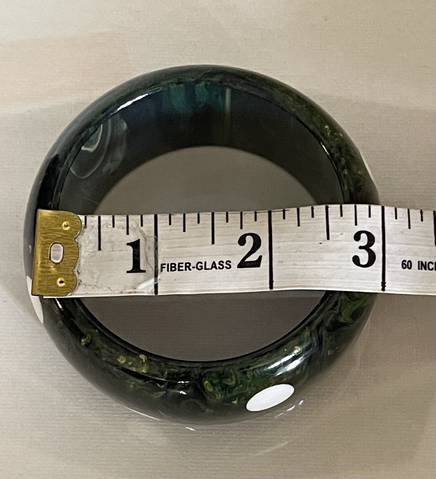 Vtg Spinach Green Marble Polka Dot Bakelite Wide Bangle Bracelet Tested 100grams