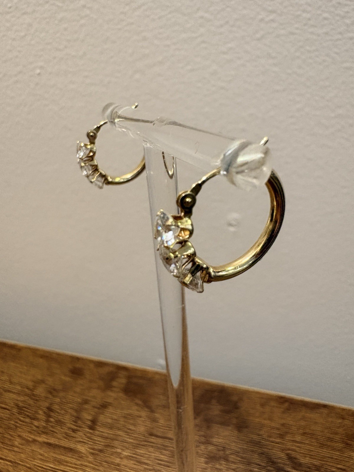 14K Yellow Gold CZ Mini Hoop Huggie Earrings