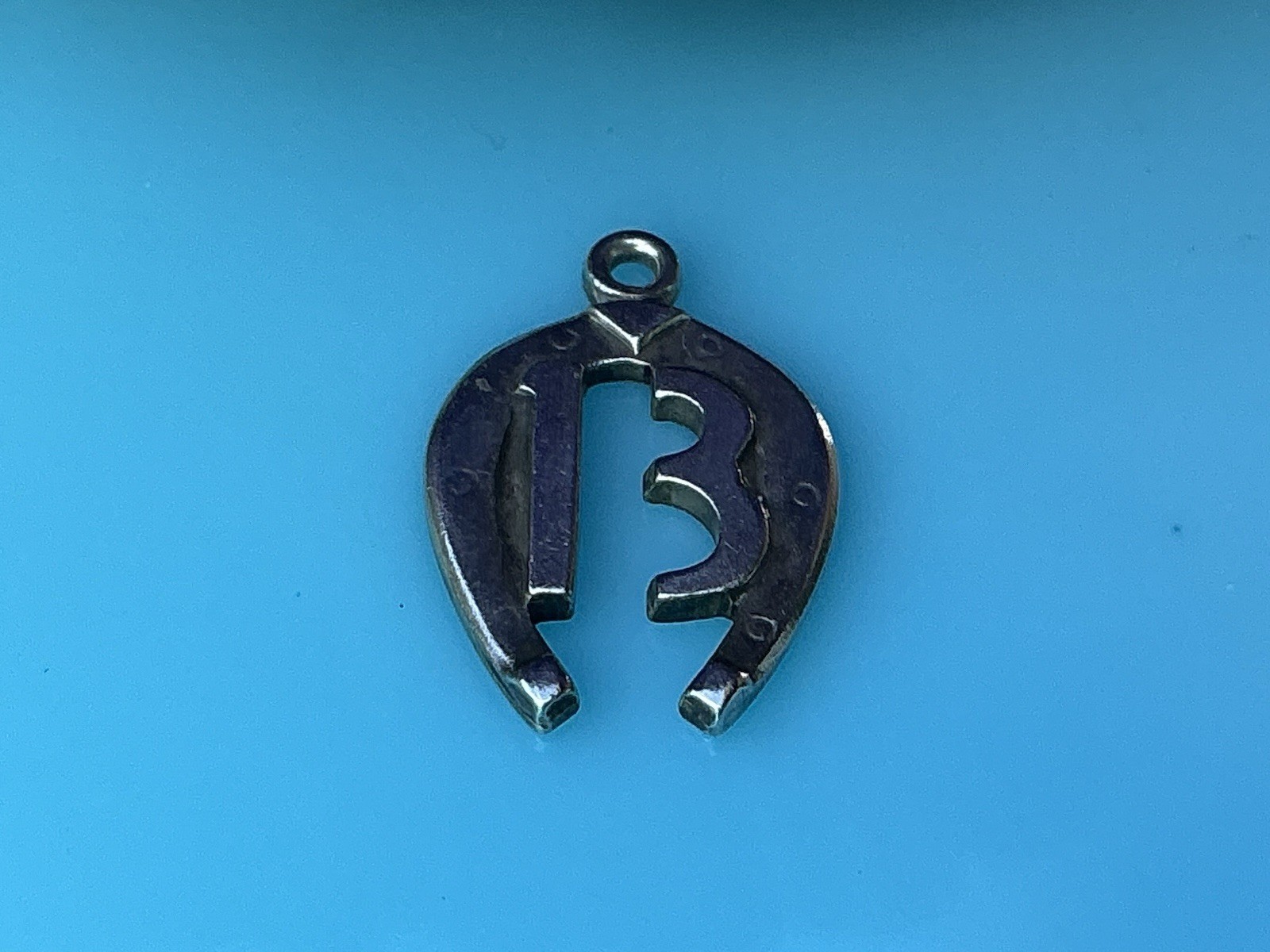 Vintage Signed Danecraft lucky 13 thirteen horseshoe sterling Silver 925 Charm