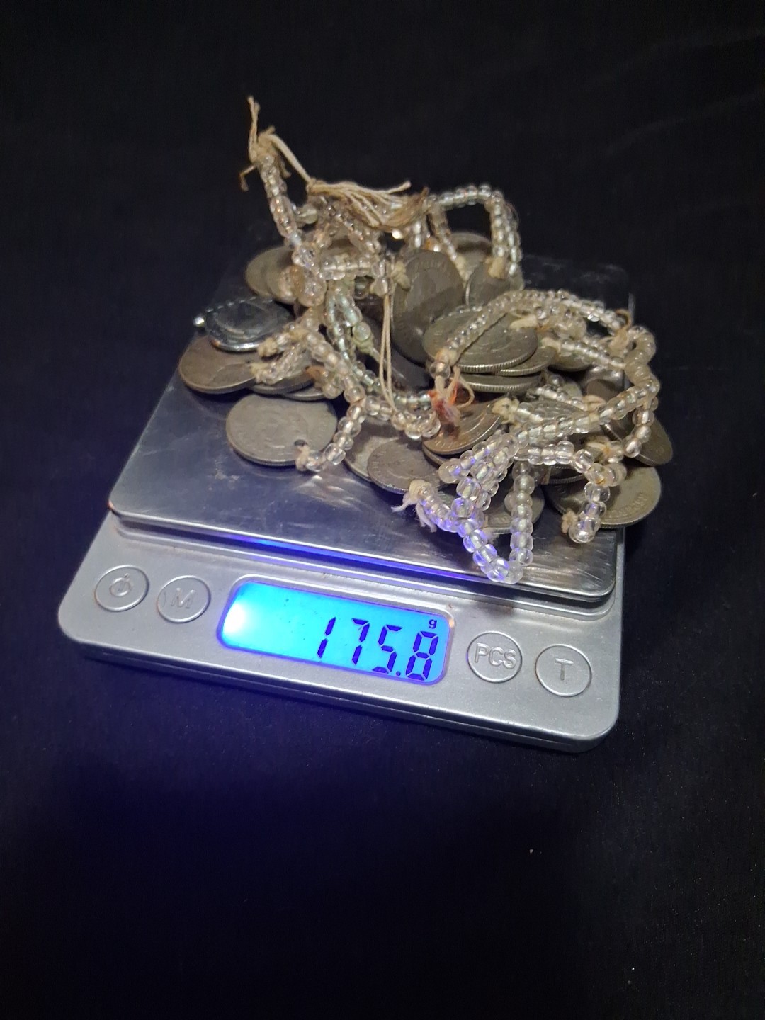 Coins From Around The World Necklace 1930s-60s Clear Beads String Custom Made