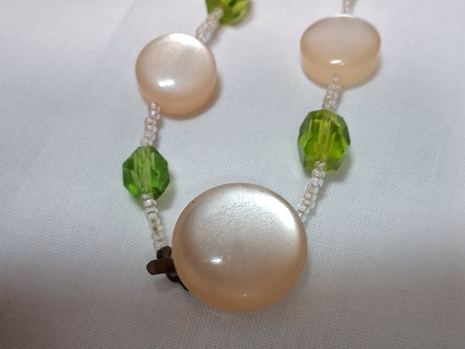 VTG Fruit Japan Necklace Pink Lucite/Acrylic beads And Green MELON BALLS