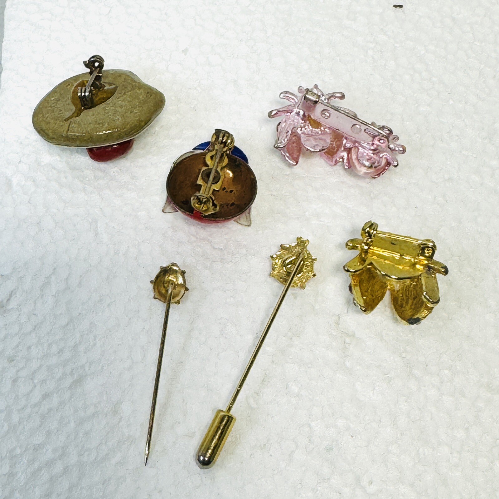 Ladybug Pin Lot Of 6 Rhinestones See Pictures Some Wear Missing Stones