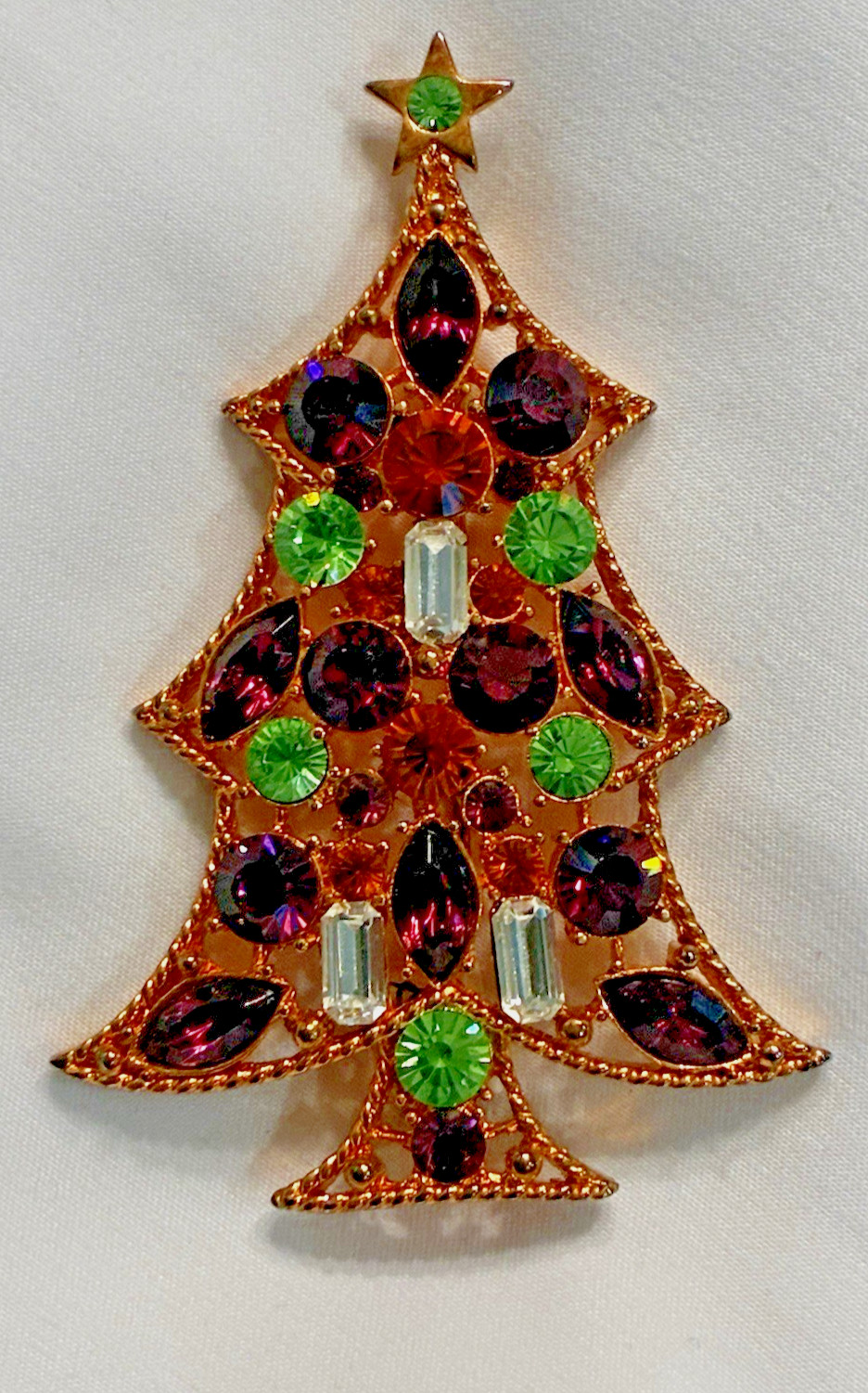 Rare Vintage Eisenberg Ice Regency Style Christmas Tree Brooch