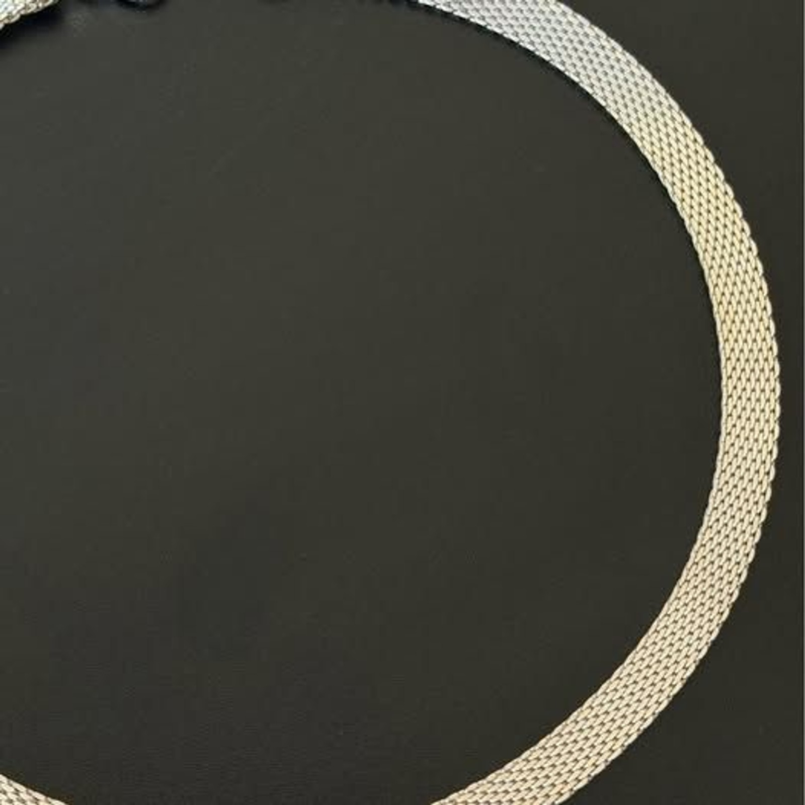 Vintage Sterling Silver Thick Mesh Collar Necklace | Adjustable 16–18.5”