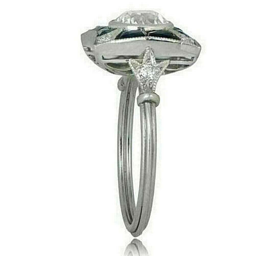 3.45Ct Vintage Art Deco Lab Created Diamond Engagement 14K White Gold FN Ring