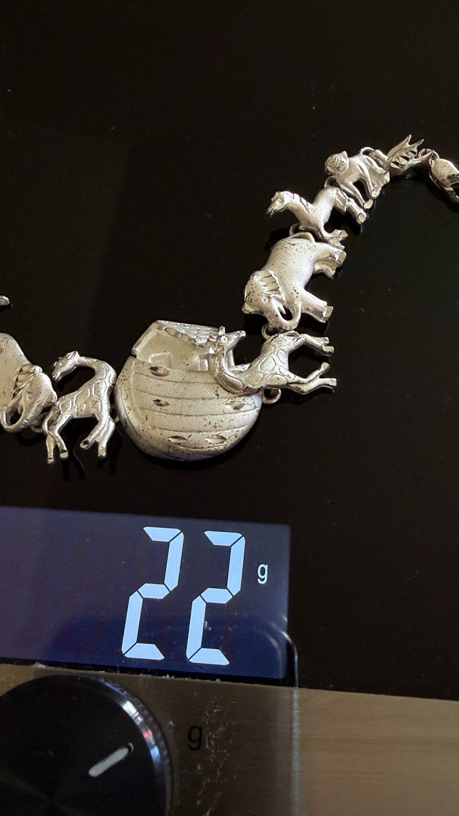 Sterling Silver 925 Noah’s Ark Bracelet 7 Inch 22g Heavy Animal Charm