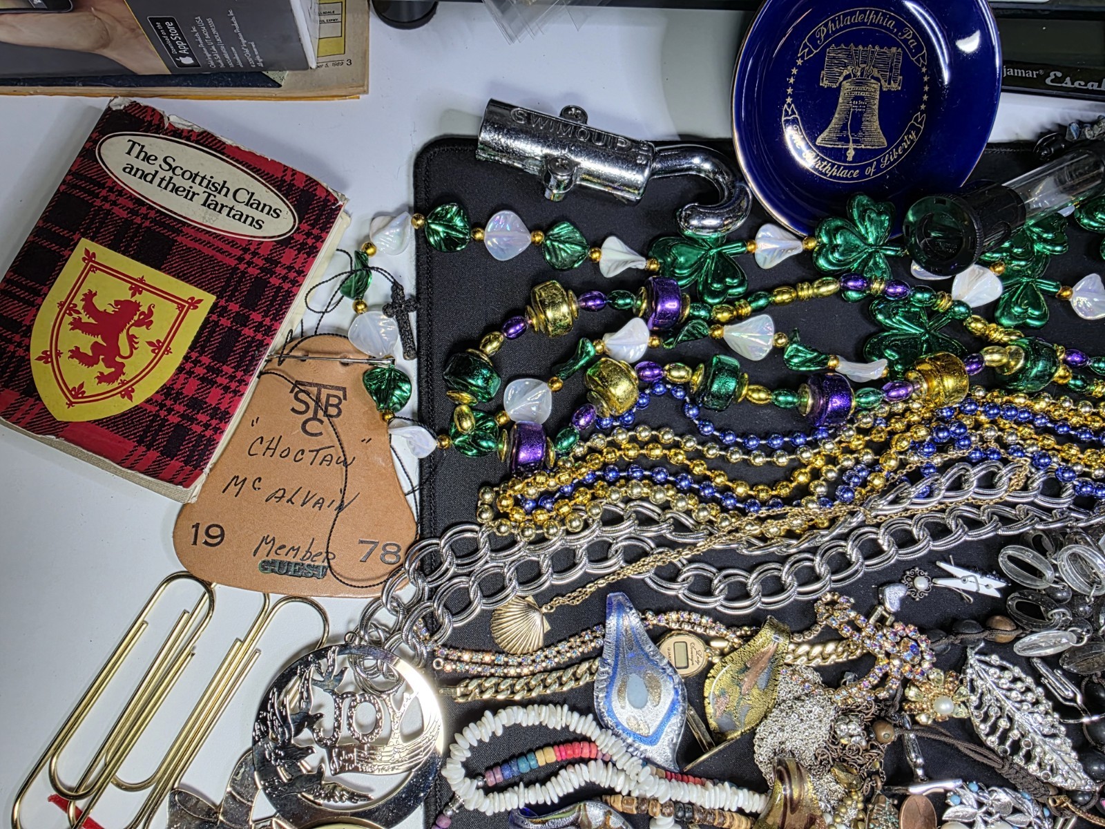 Vtg -Now JUNK drawer Jewelry Lot Scrap Harvest salvage craft Findings beads #8