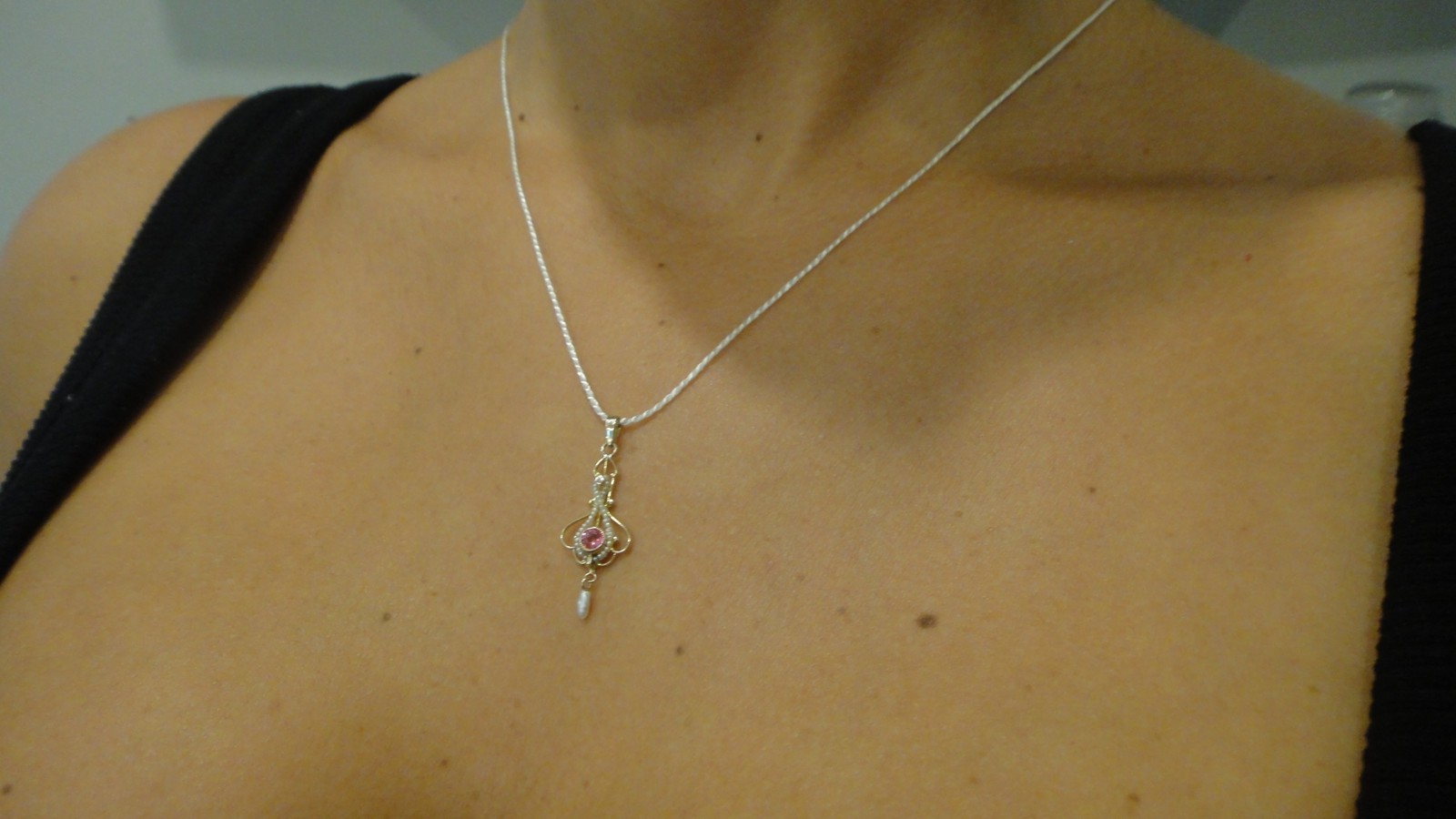 Vintage Victorian Antique Estate Jewelry 10k Gold Seed Pearl Charm Pendant COOL